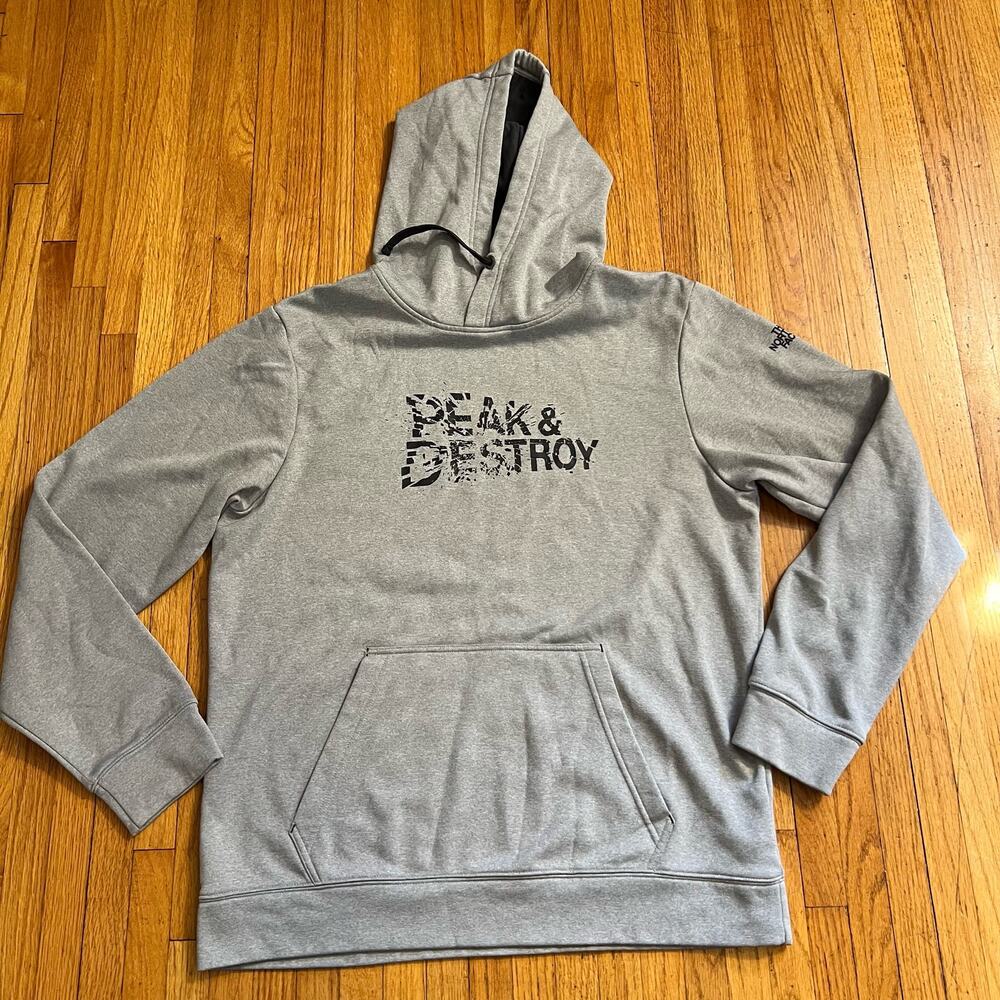 The North Face Hoodie Mens Large Gray Sweatshirt Peak Destroy